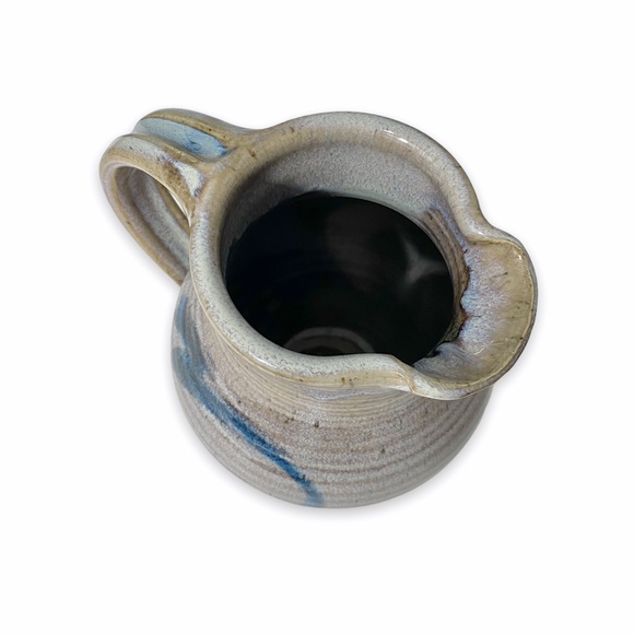 Studio Pottery Pitcher Gray Blue Purple Creamer Vase Utensil Holder - Picture 5 of 5